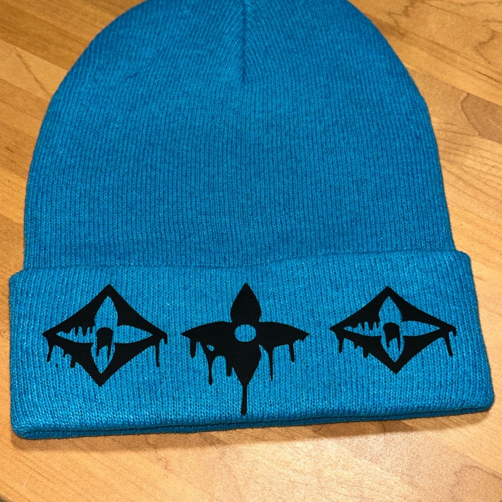 Blue Dripping Beanie Hat